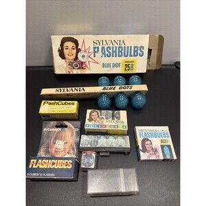 Vintage Sylvania Flashbulbs Flashcubes Blue Dot Bulbs Assorted Mixed Cubes Bar